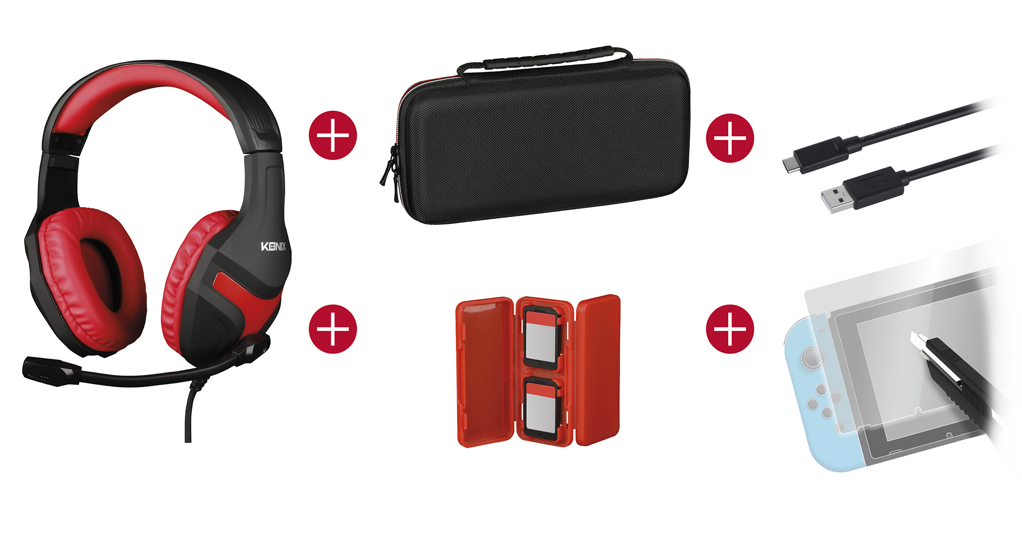 Konix PSG Pack d'accessoires gaming Starter Kit Nintendo Switch, Switch  Lite et Switch OLED - Housse - Verre trempé - Boîtier jeux - Écouteurs :  : Jeux vidéo