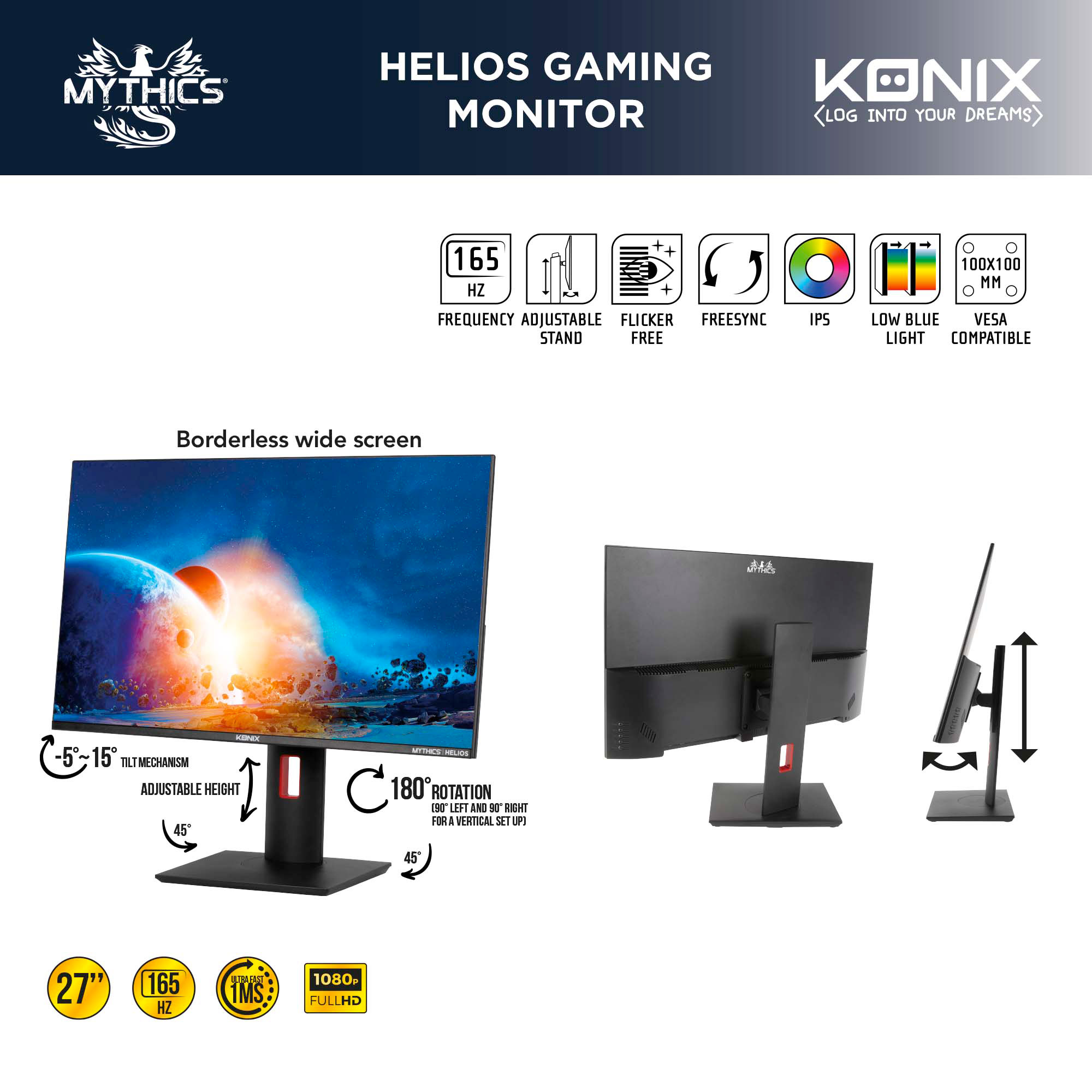 Écran gaming FHD Helios 27 165Hz - Mythics - KONIX