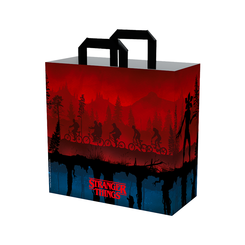 Konix Borsa Della Spesa Stranger Things – Tote In Materiale Riciclato, 40x45x20 Cm, Design Upside Down, Nero/rosso/blu